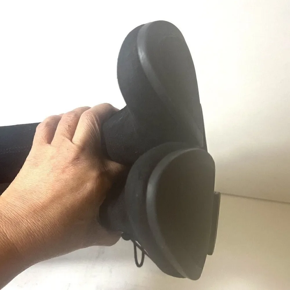 Madden Girl Women 7.5M Black Faux Suede Over The Knee Boots Pull On/Zip Low Heel